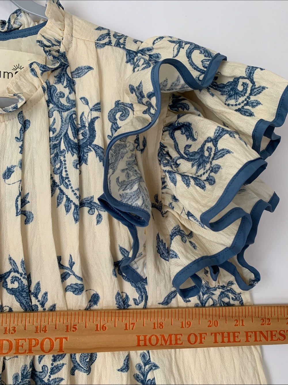 Umgee Blue Paisley Print Ruffle Flutter Sleeves Rayon Blend Dress Size M - Picture 3 of 8